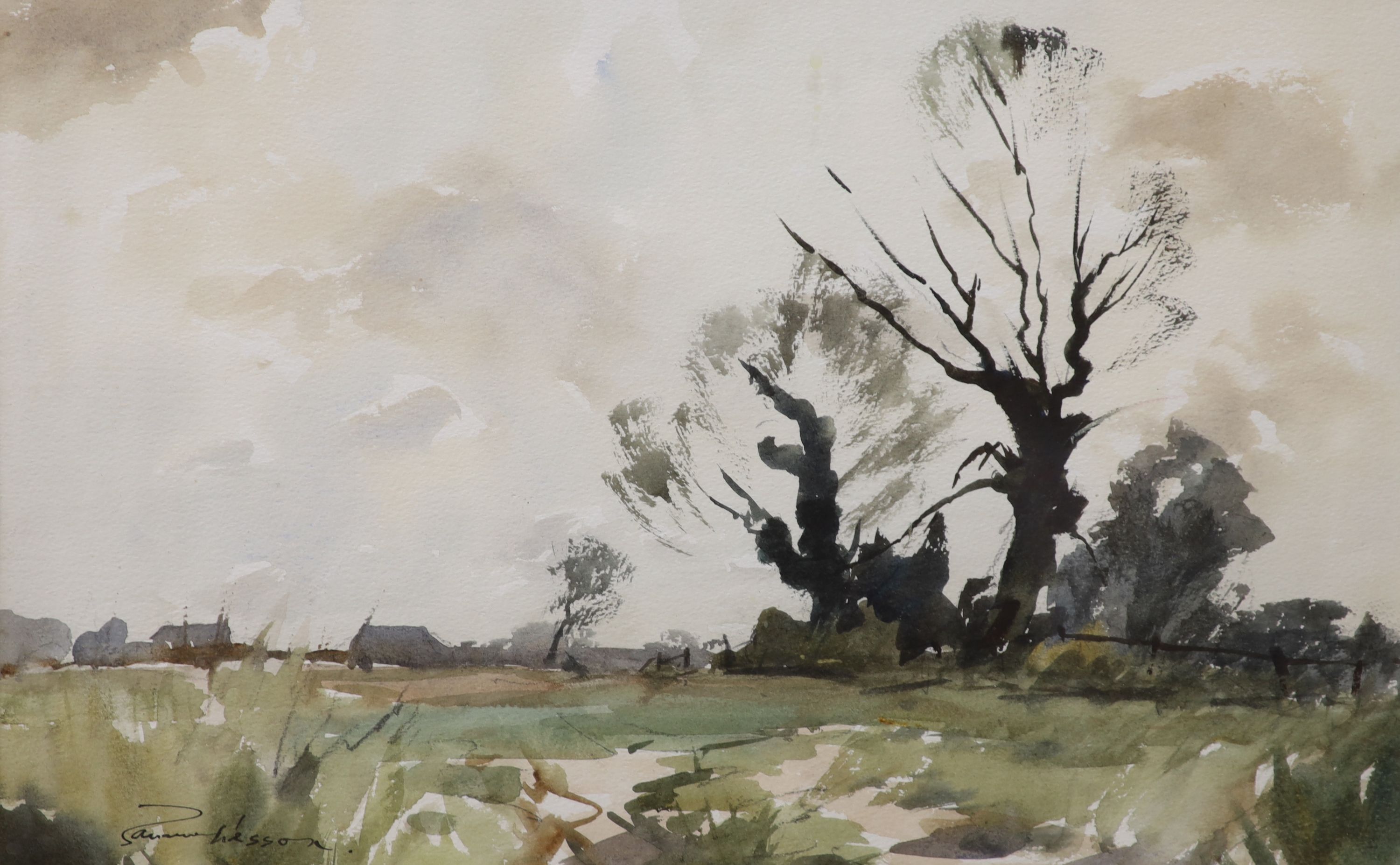 Edward Wesson (1910-1983), watercolour, Trees in a landscape, signed, 31 x 49cm
